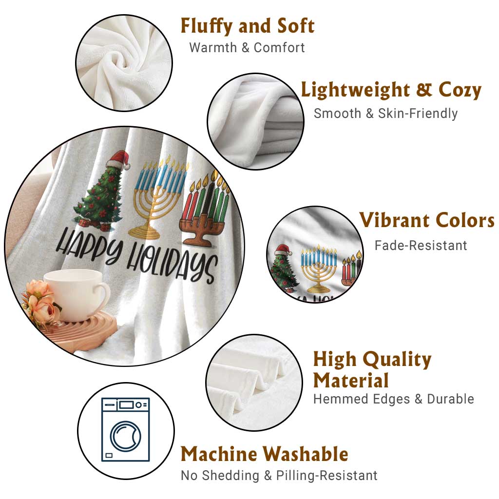 Christmas Hanukkah Kwanzaa Celebration Gift Throw Blanket Happy Holidays - Wonder Print Shop