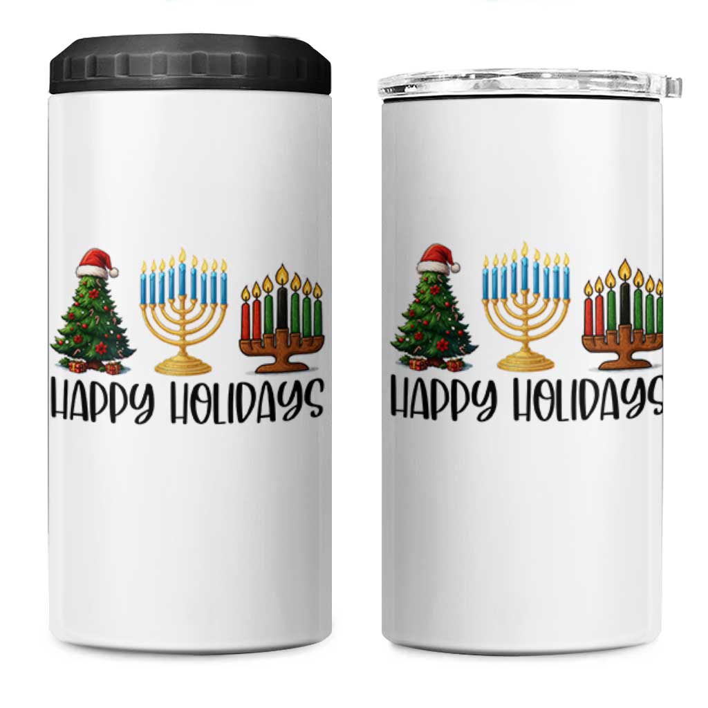 Christmas Hanukkah Kwanzaa Celebration Gift 4 in 1 Can Cooler Tumbler Happy Holidays - Wonder Print Shop