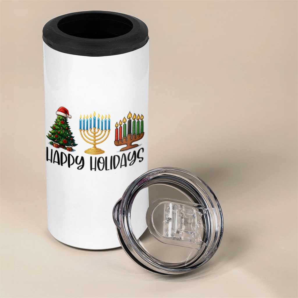 Christmas Hanukkah Kwanzaa Celebration Gift 4 in 1 Can Cooler Tumbler Happy Holidays - Wonder Print Shop
