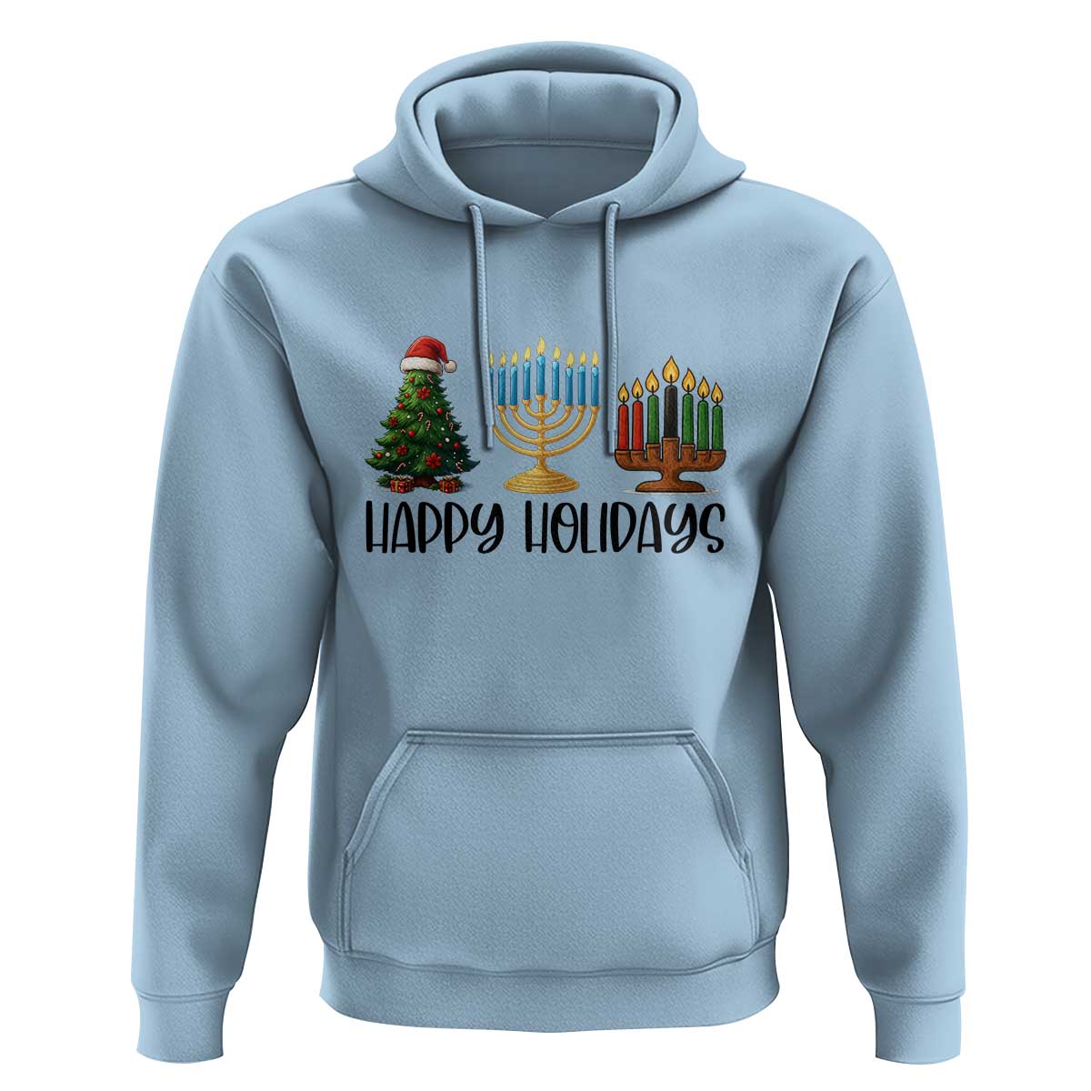 Christmas Hanukkah Kwanzaa Celebration Gift Hoodie Happy Holidays - Wonder Print Shop