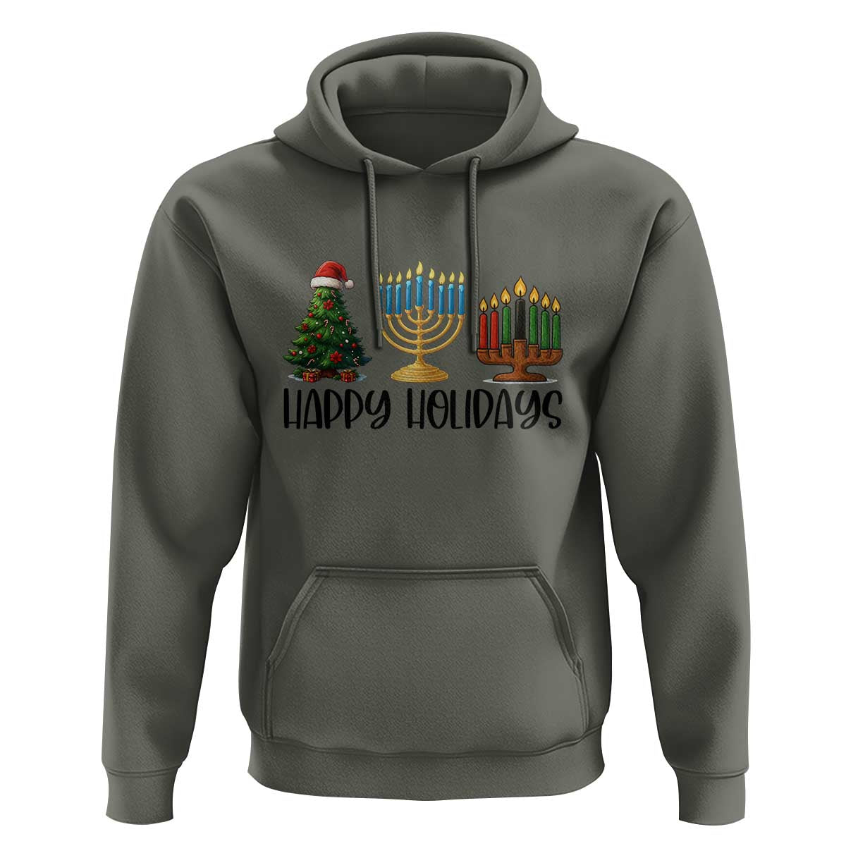 Christmas Hanukkah Kwanzaa Celebration Gift Hoodie Happy Holidays - Wonder Print Shop