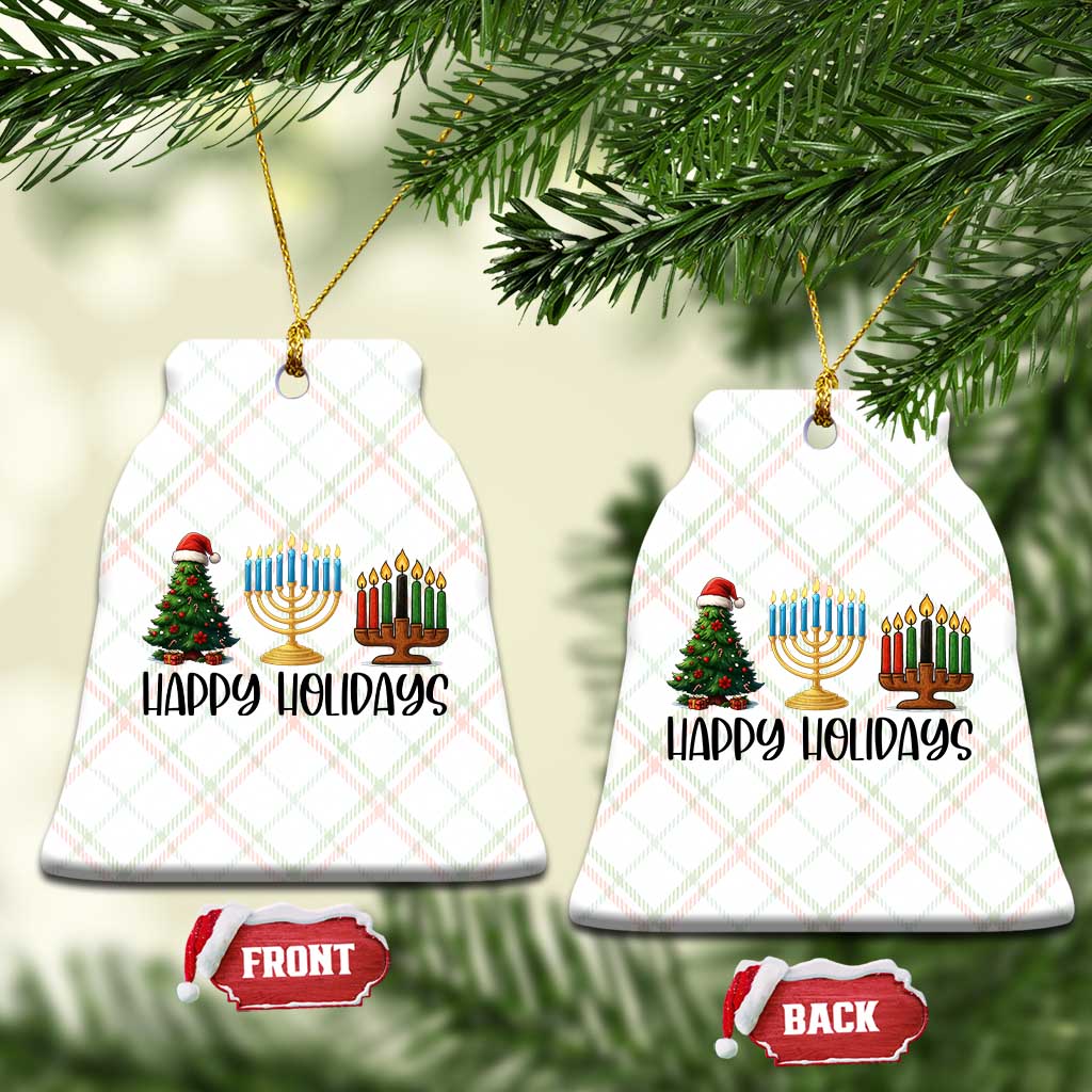 Christmas Hanukkah Kwanzaa Celebration Gift Ceramic Ornament Happy Holidays - Wonder Print Shop