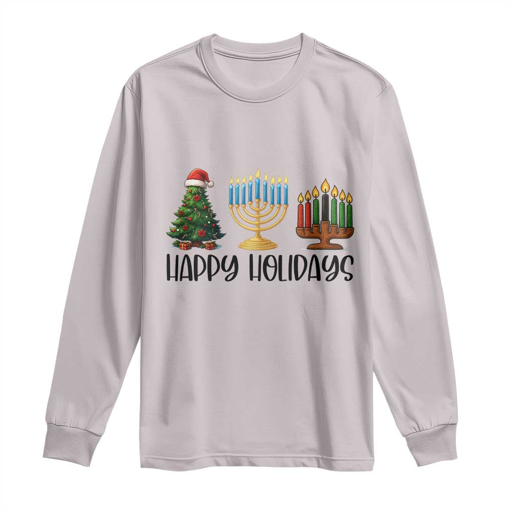 Christmas Hanukkah Kwanzaa Celebration Gift Long Sleeve Shirt Happy Holidays - Wonder Print Shop
