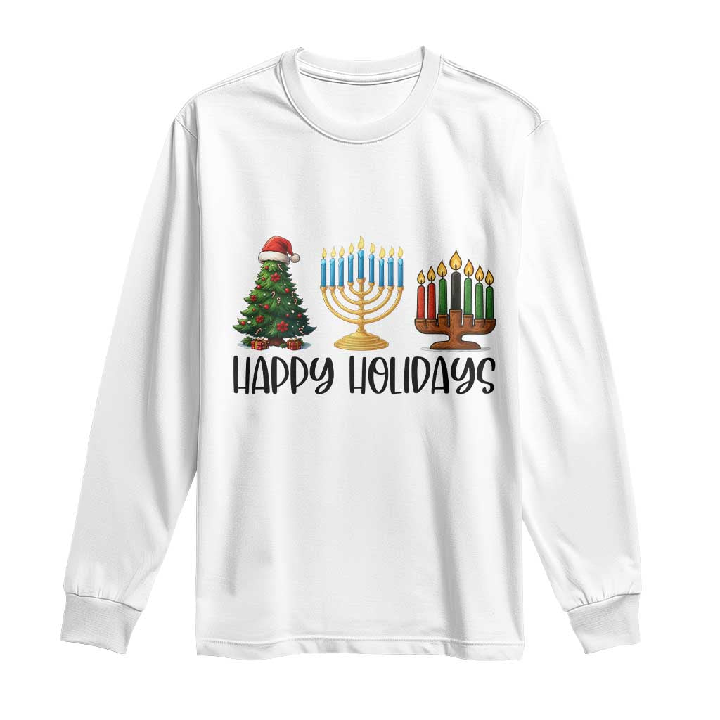 Christmas Hanukkah Kwanzaa Celebration Gift Long Sleeve Shirt Happy Holidays - Wonder Print Shop