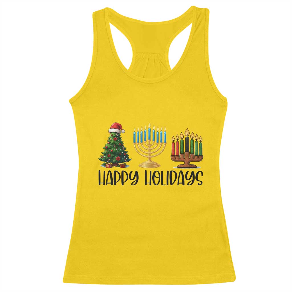 Christmas Hanukkah Kwanzaa Celebration Gift Racerback Tank Top Happy Holidays - Wonder Print Shop