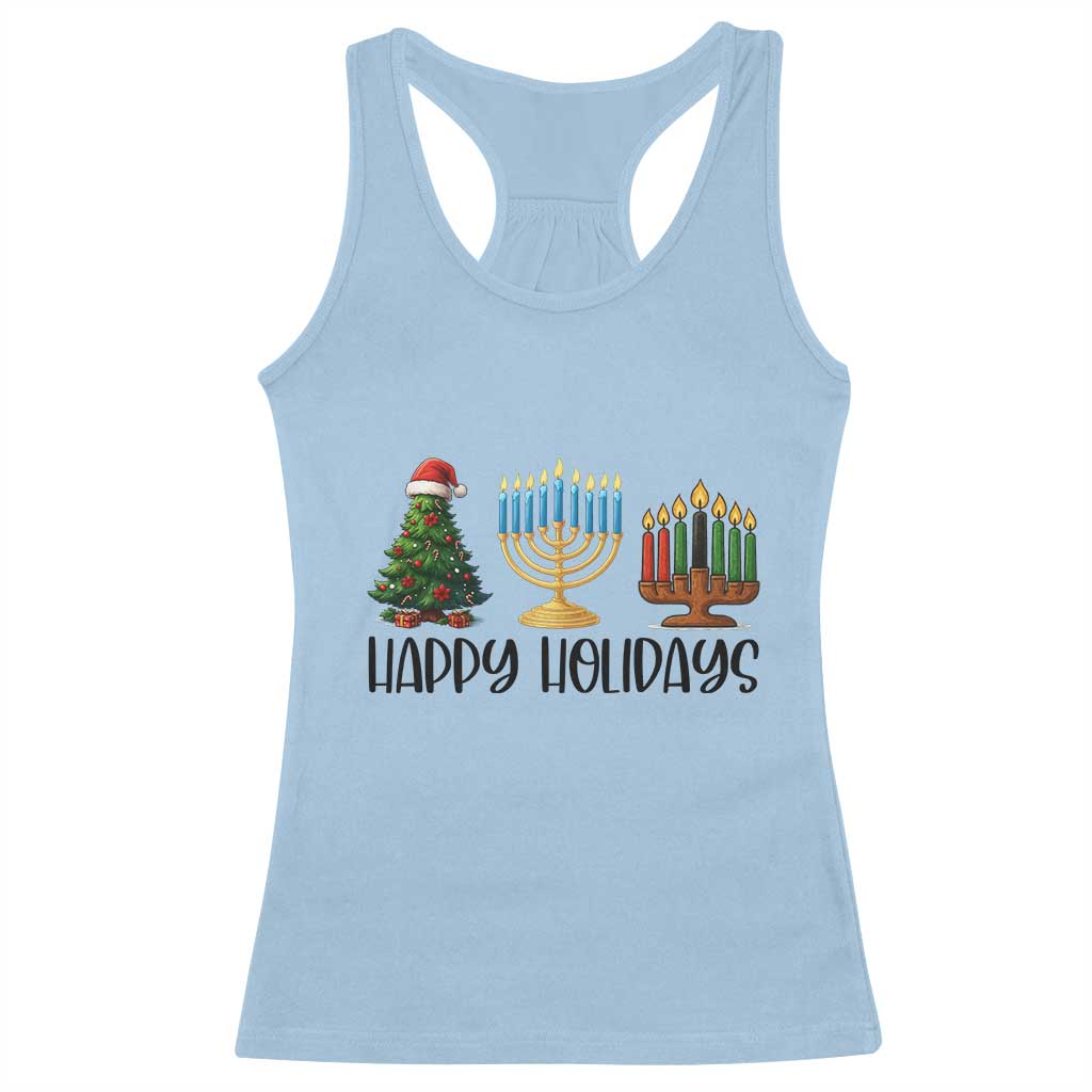 Christmas Hanukkah Kwanzaa Celebration Gift Racerback Tank Top Happy Holidays - Wonder Print Shop