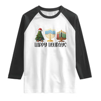 Christmas Hanukkah Kwanzaa Celebration Gift Raglan Shirt Happy Holidays - Wonder Print Shop