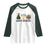 Christmas Hanukkah Kwanzaa Celebration Gift Raglan Shirt Happy Holidays - Wonder Print Shop