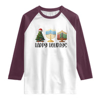 Christmas Hanukkah Kwanzaa Celebration Gift Raglan Shirt Happy Holidays - Wonder Print Shop