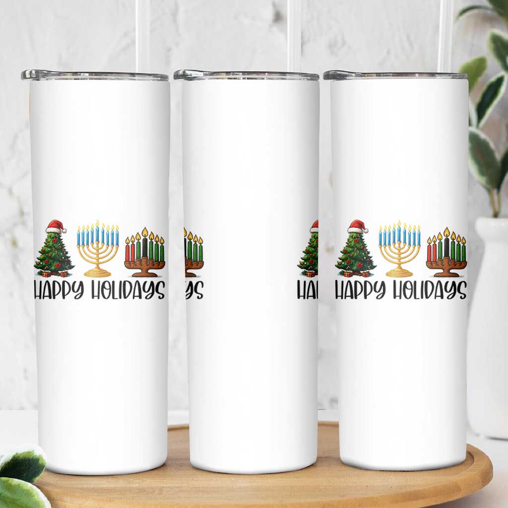 Christmas Hanukkah Kwanzaa Celebration Gift Skinny Tumbler Happy Holidays - Wonder Print Shop