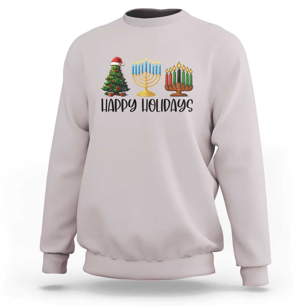 Christmas Hanukkah Kwanzaa Celebration Gift Sweatshirt Happy Holidays - Wonder Print Shop