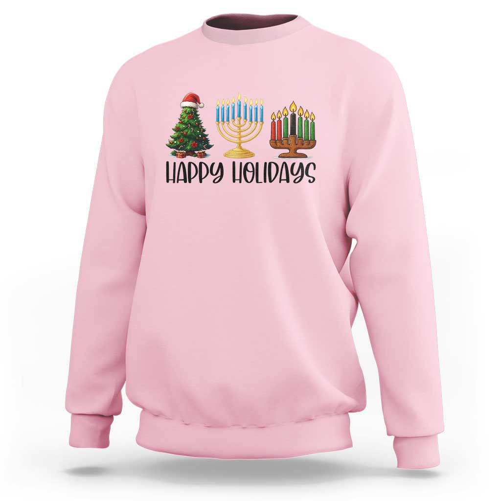 Christmas Hanukkah Kwanzaa Celebration Gift Sweatshirt Happy Holidays - Wonder Print Shop