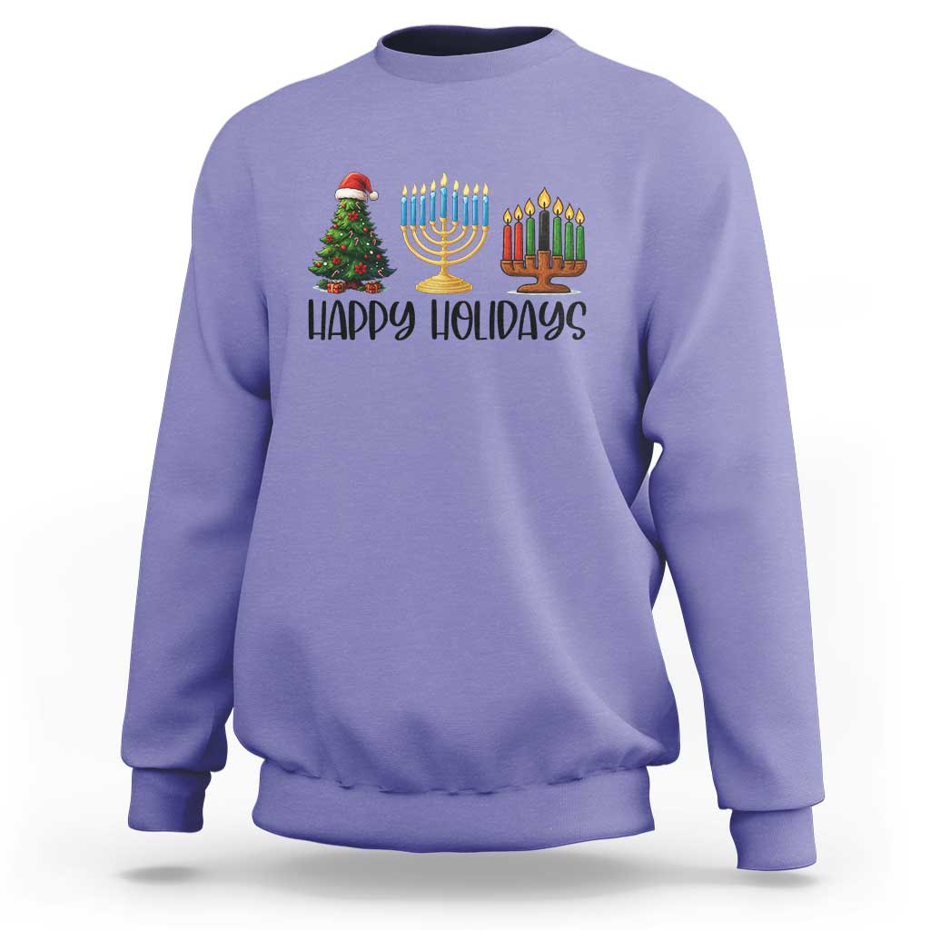 Christmas Hanukkah Kwanzaa Celebration Gift Sweatshirt Happy Holidays - Wonder Print Shop