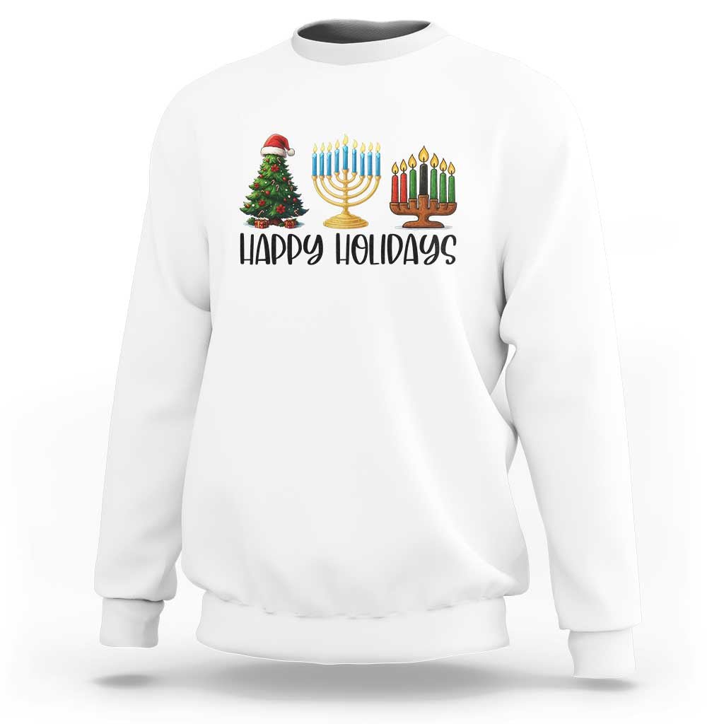 Christmas Hanukkah Kwanzaa Celebration Gift Sweatshirt Happy Holidays - Wonder Print Shop