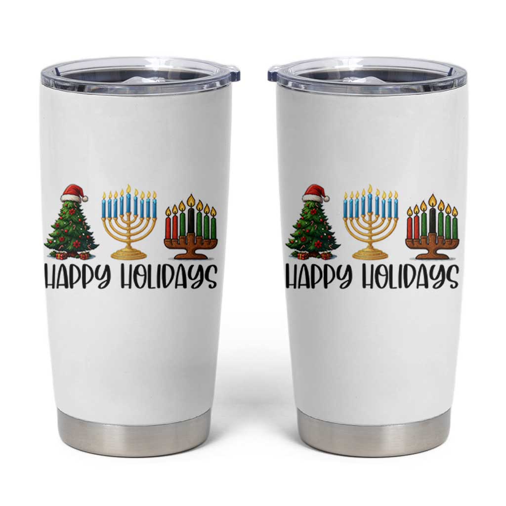 Christmas Hanukkah Kwanzaa Celebration Gift Tumbler Cup Happy Holidays - Wonder Print Shop