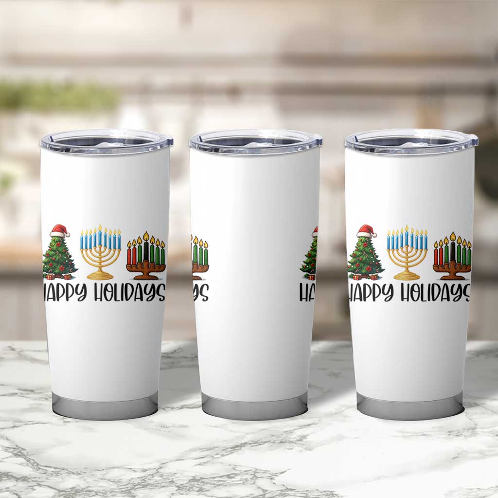 Christmas Hanukkah Kwanzaa Celebration Gift Tumbler Cup Happy Holidays - Wonder Print Shop