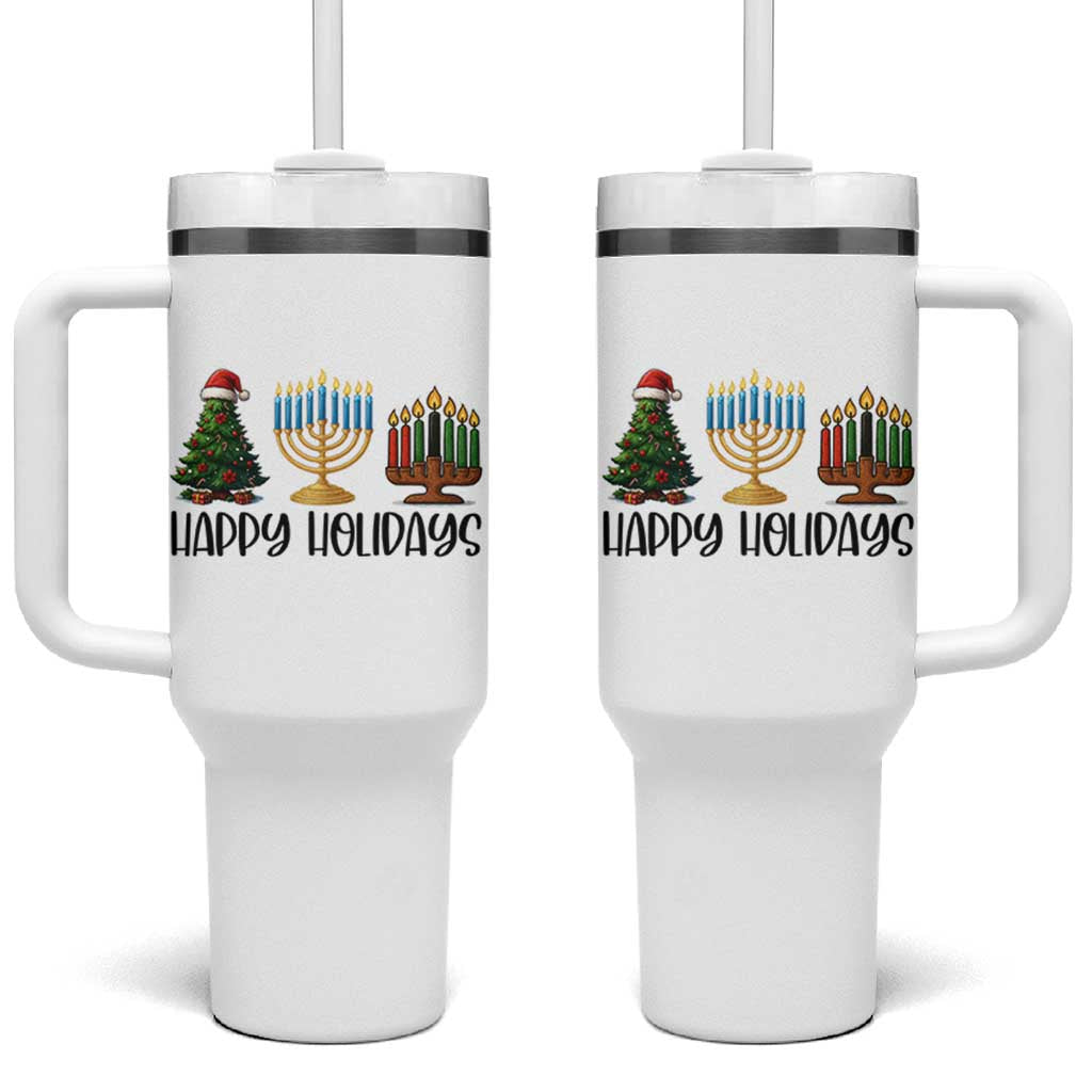 Christmas Hanukkah Kwanzaa Celebration Gift Tumbler With Handle Happy Holidays - Wonder Print Shop