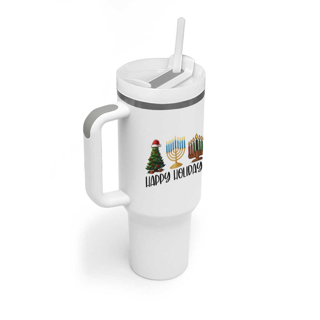 Christmas Hanukkah Kwanzaa Celebration Gift Tumbler With Handle Happy Holidays - Wonder Print Shop