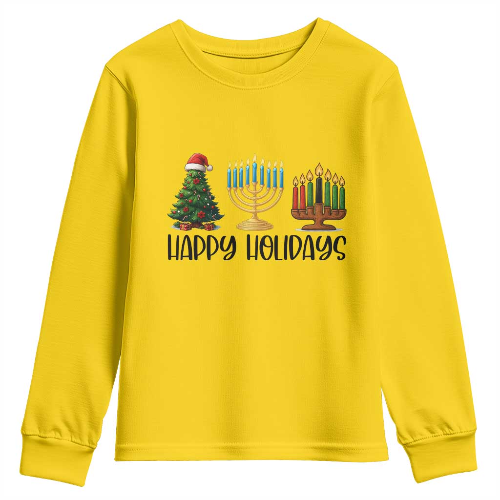 Christmas Hanukkah Kwanzaa Celebration Gift Youth Sweatshirt Happy Holidays - Wonder Print Shop