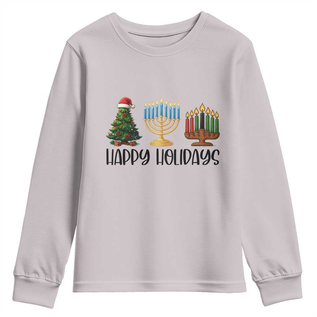 Christmas Hanukkah Kwanzaa Celebration Gift Youth Sweatshirt Happy Holidays - Wonder Print Shop