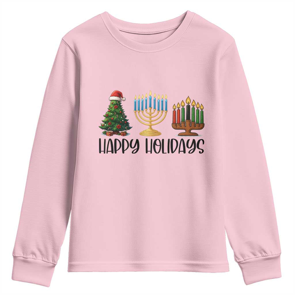 Christmas Hanukkah Kwanzaa Celebration Gift Youth Sweatshirt Happy Holidays - Wonder Print Shop