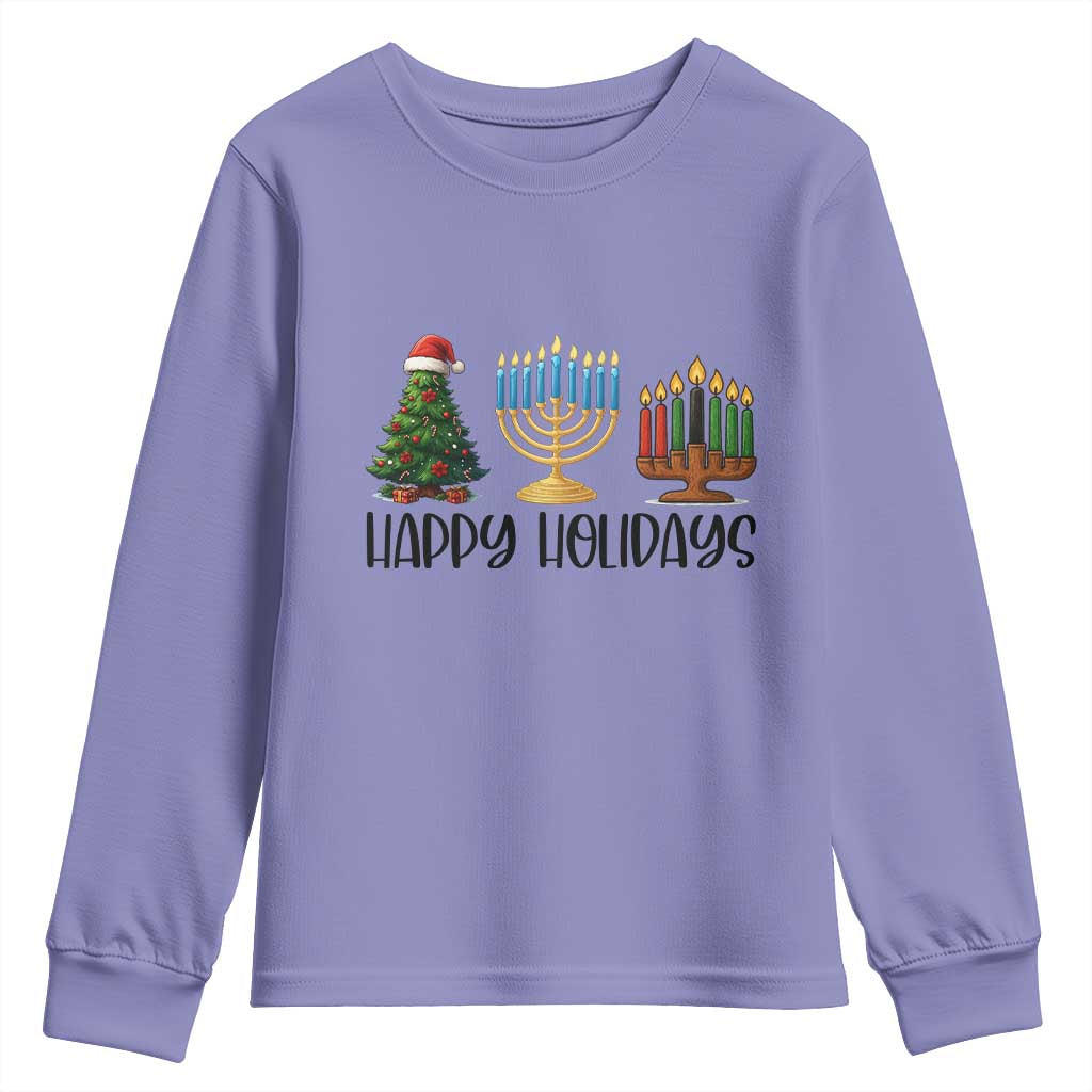 Christmas Hanukkah Kwanzaa Celebration Gift Youth Sweatshirt Happy Holidays - Wonder Print Shop