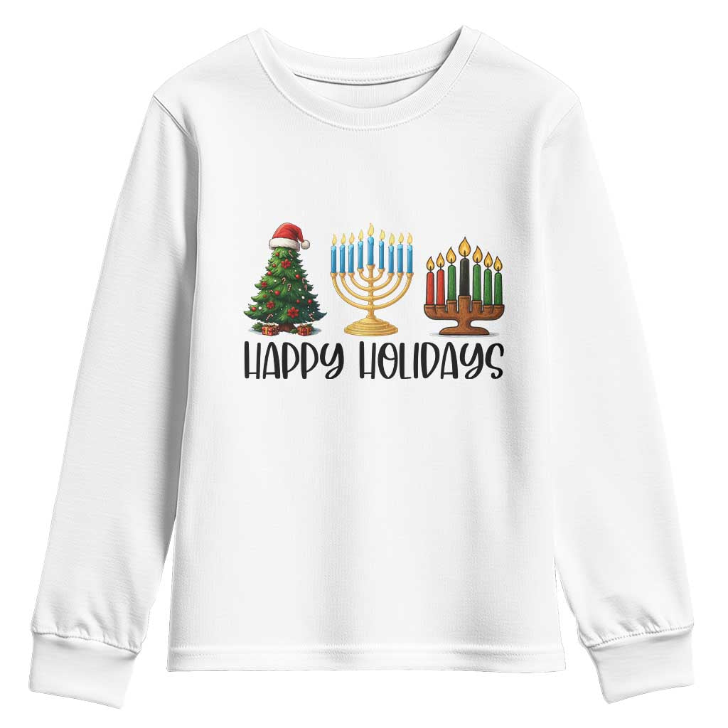 Christmas Hanukkah Kwanzaa Celebration Gift Youth Sweatshirt Happy Holidays - Wonder Print Shop