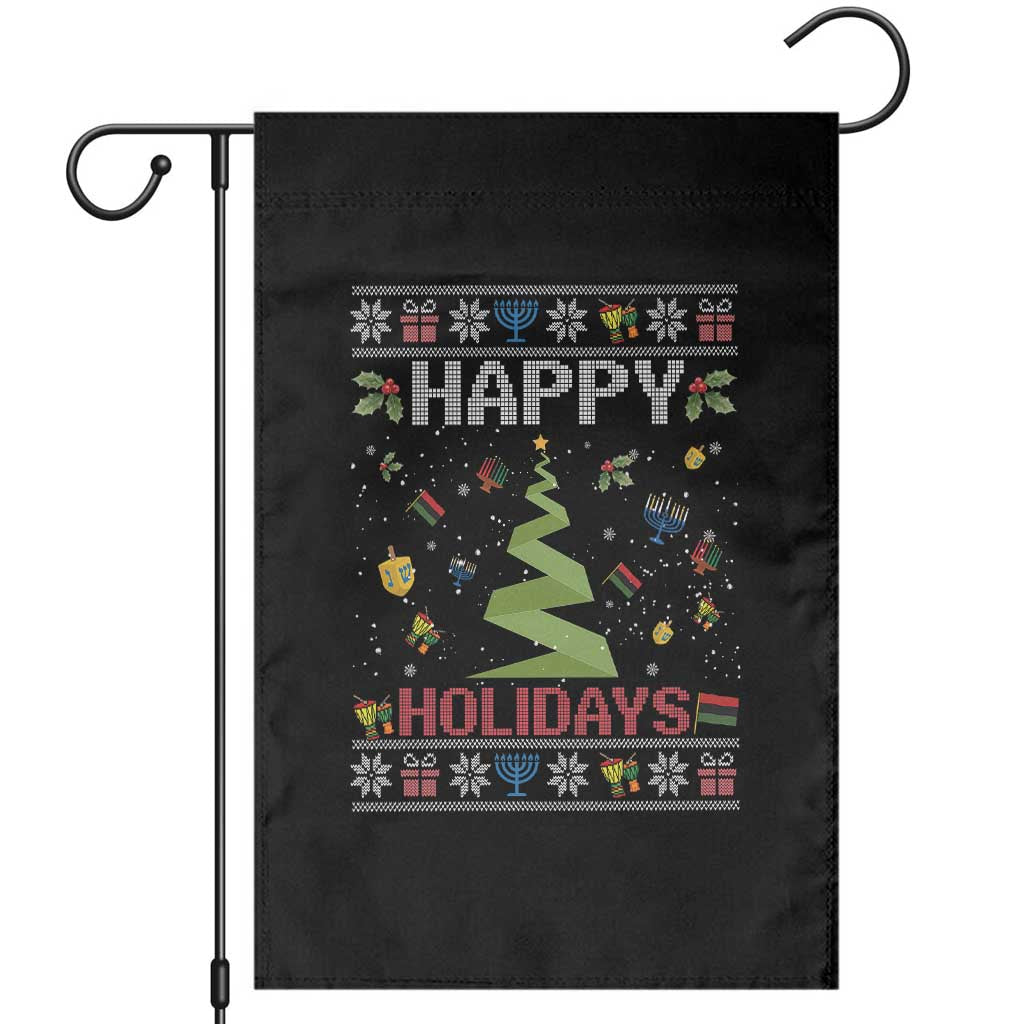 Happy Holidays For All Christmas Hanukkah Kwanzaa Gift Garden Flag - Wonder Print Shop