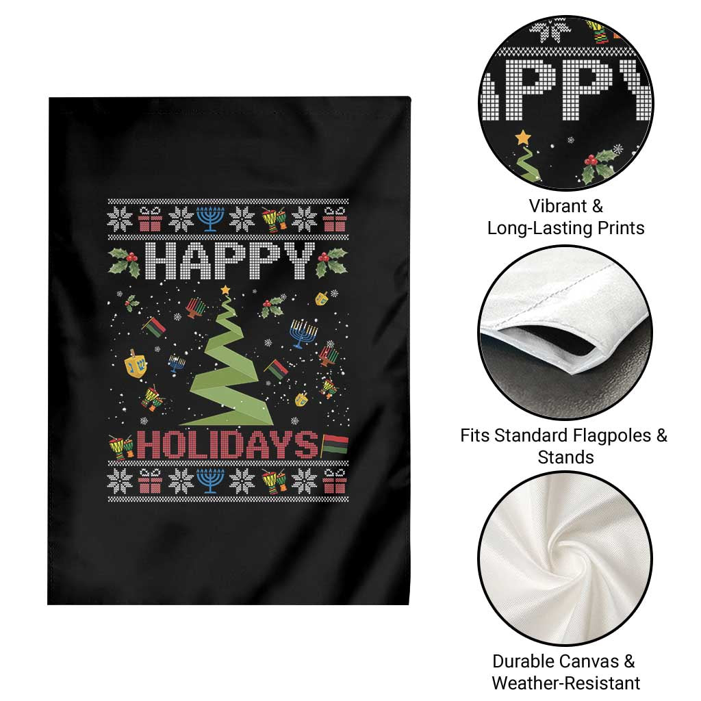Happy Holidays For All Christmas Hanukkah Kwanzaa Gift Garden Flag - Wonder Print Shop