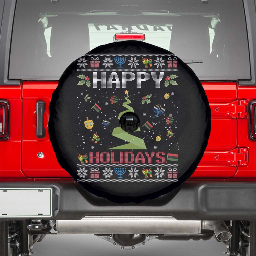 Happy Holidays For All Christmas Hanukkah Kwanzaa Gift Spare Tire Cover - Wonder Print Shop