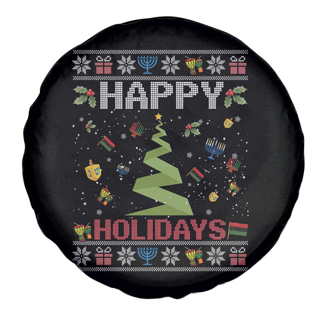 Happy Holidays For All Christmas Hanukkah Kwanzaa Gift Spare Tire Cover - Wonder Print Shop