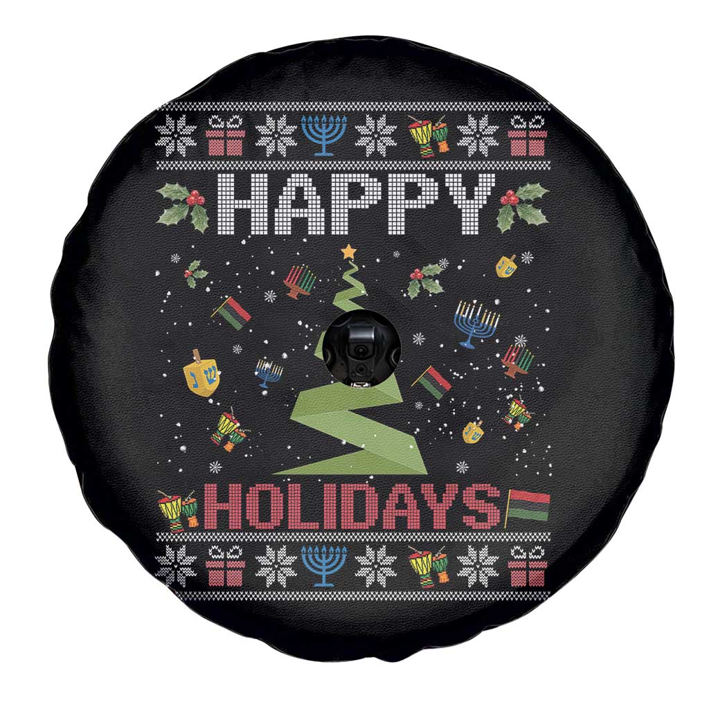 Happy Holidays For All Christmas Hanukkah Kwanzaa Gift Spare Tire Cover - Wonder Print Shop