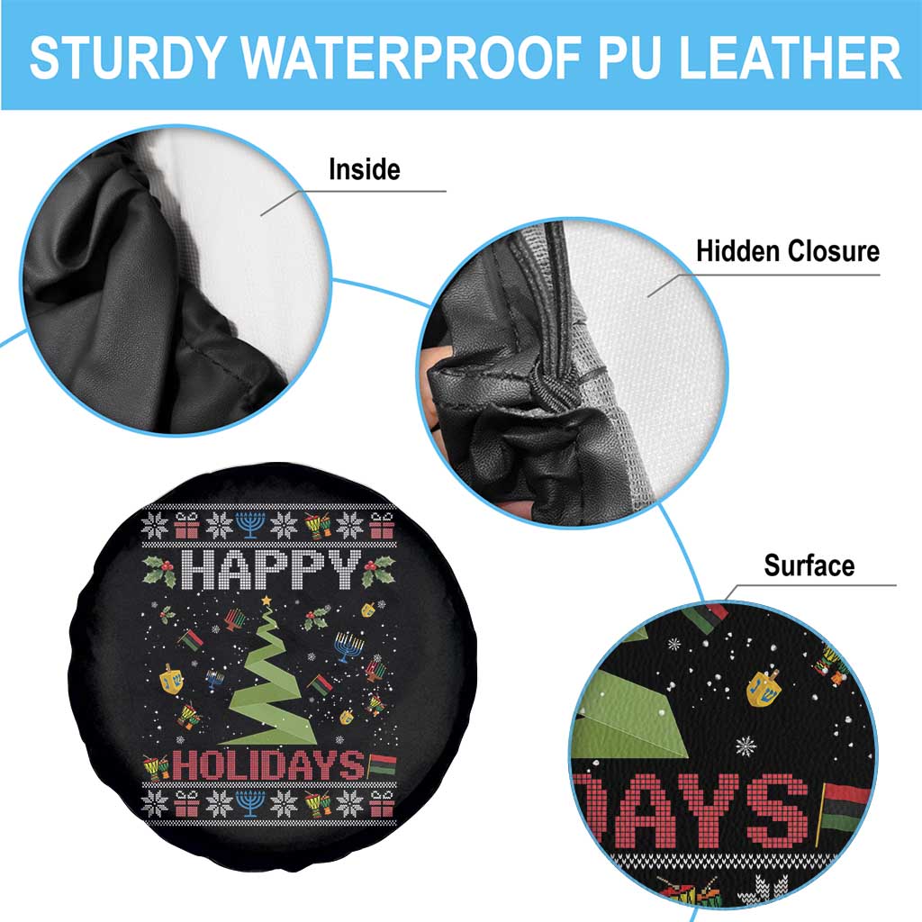 Happy Holidays For All Christmas Hanukkah Kwanzaa Gift Spare Tire Cover - Wonder Print Shop