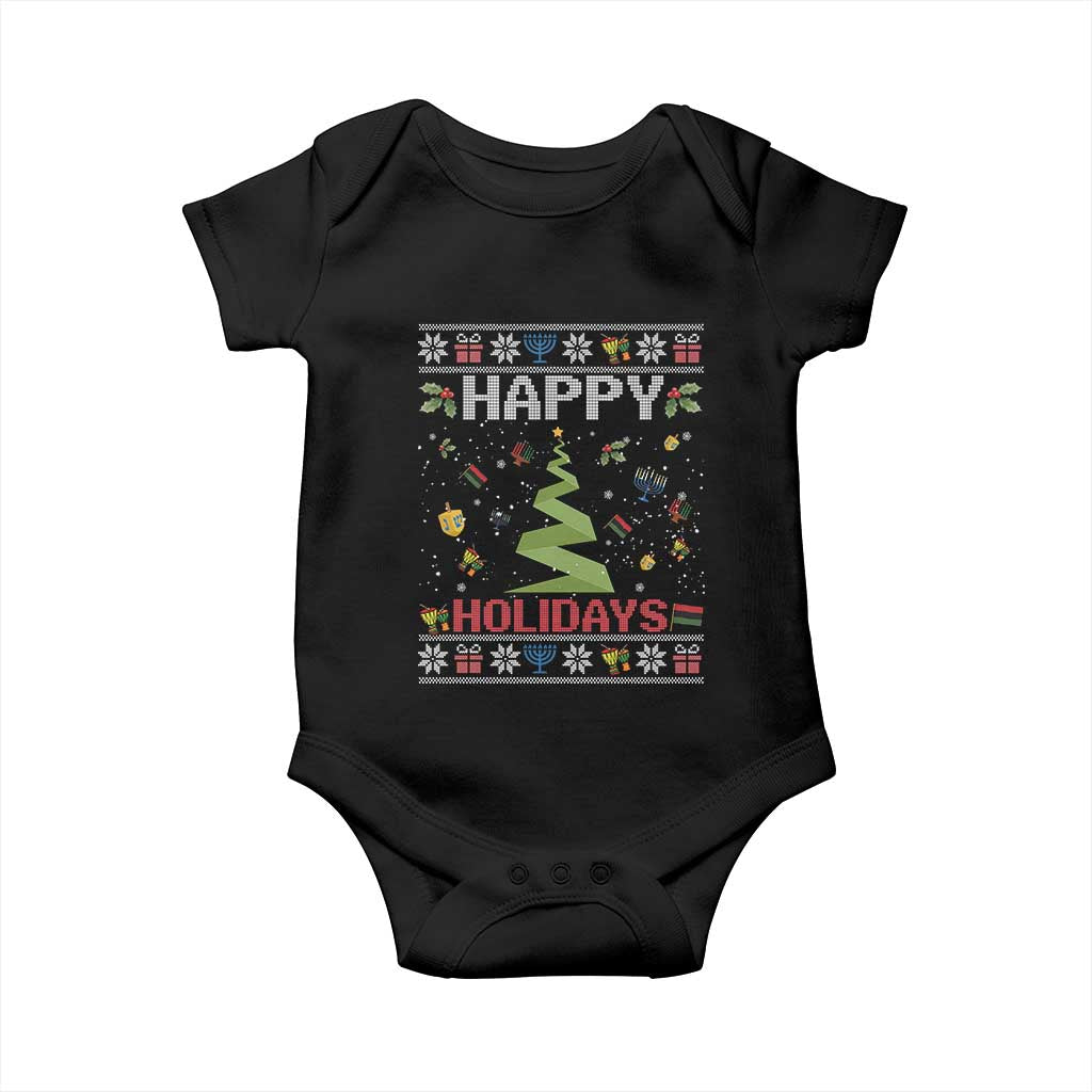 Happy Holidays For All Christmas Hanukkah Kwanzaa Gift Baby Onesie - Wonder Print Shop