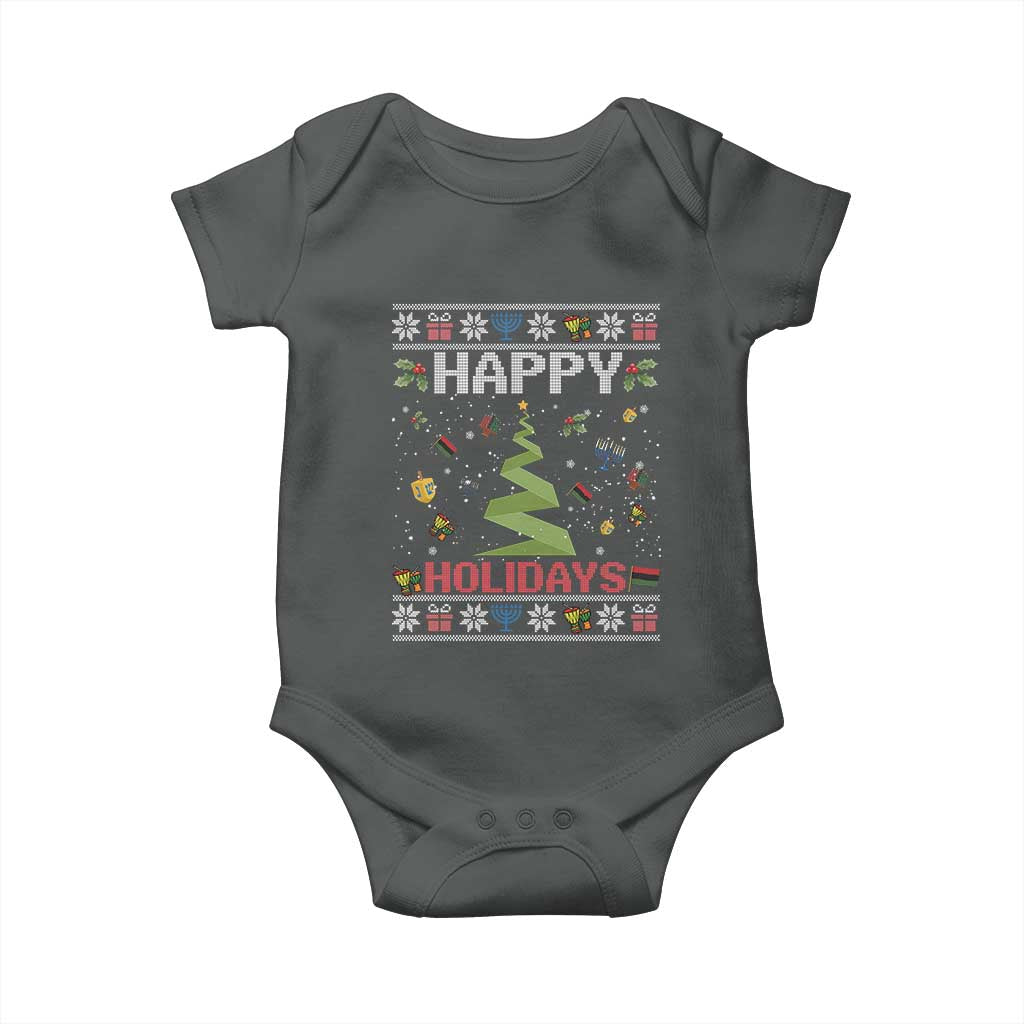 Happy Holidays For All Christmas Hanukkah Kwanzaa Gift Baby Onesie - Wonder Print Shop