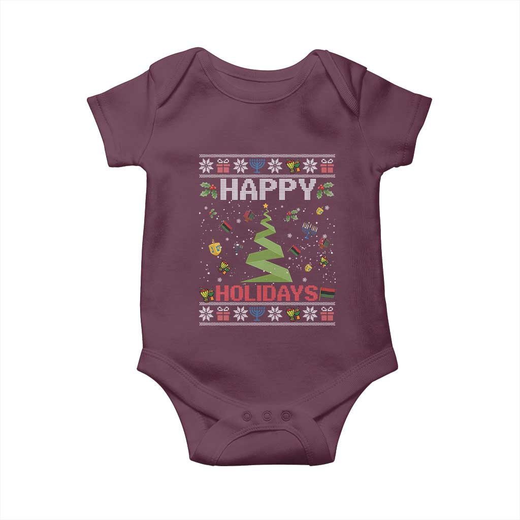 Happy Holidays For All Christmas Hanukkah Kwanzaa Gift Baby Onesie - Wonder Print Shop