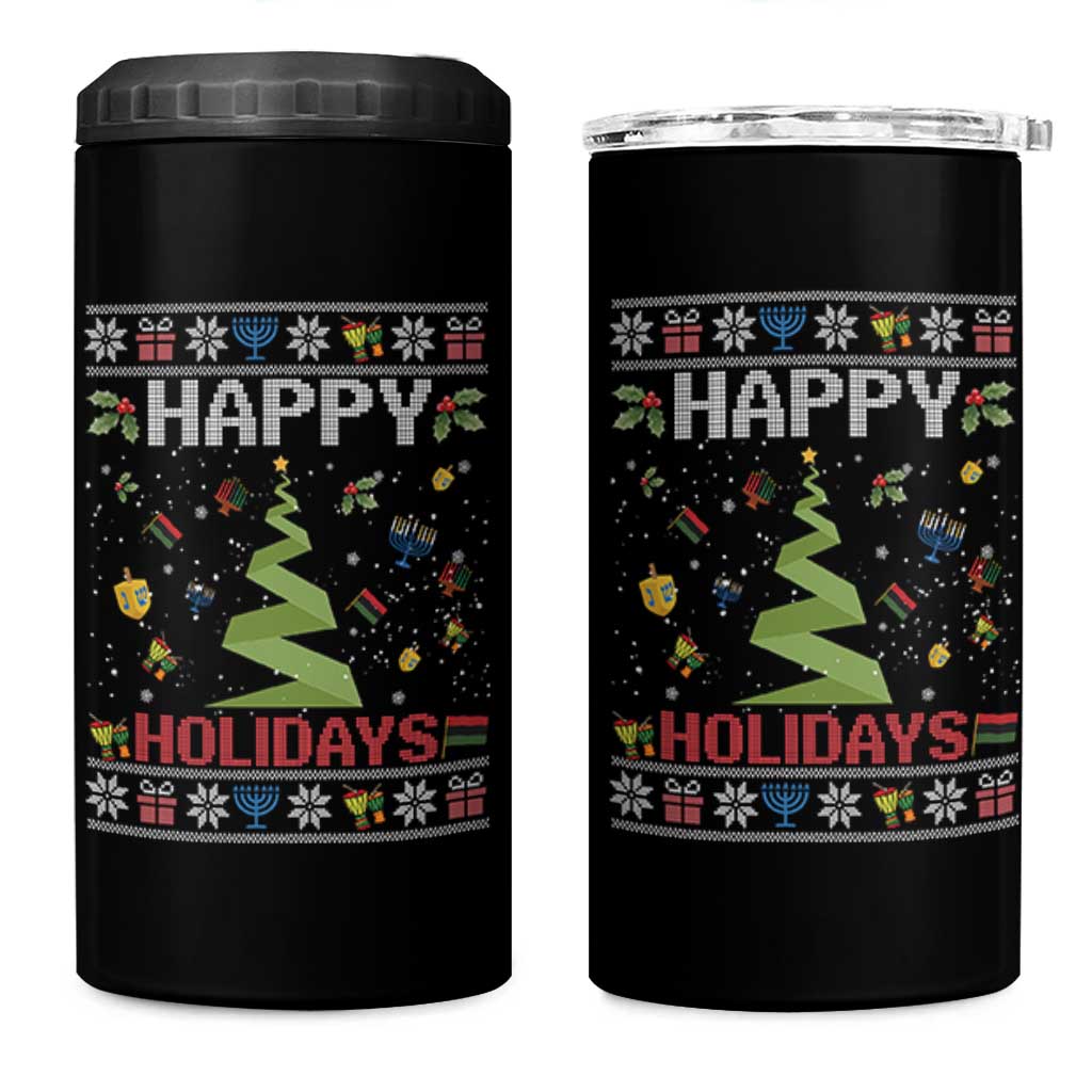 Happy Holidays For All Christmas Hanukkah Kwanzaa Gift 4 in 1 Can Cooler Tumbler - Wonder Print Shop