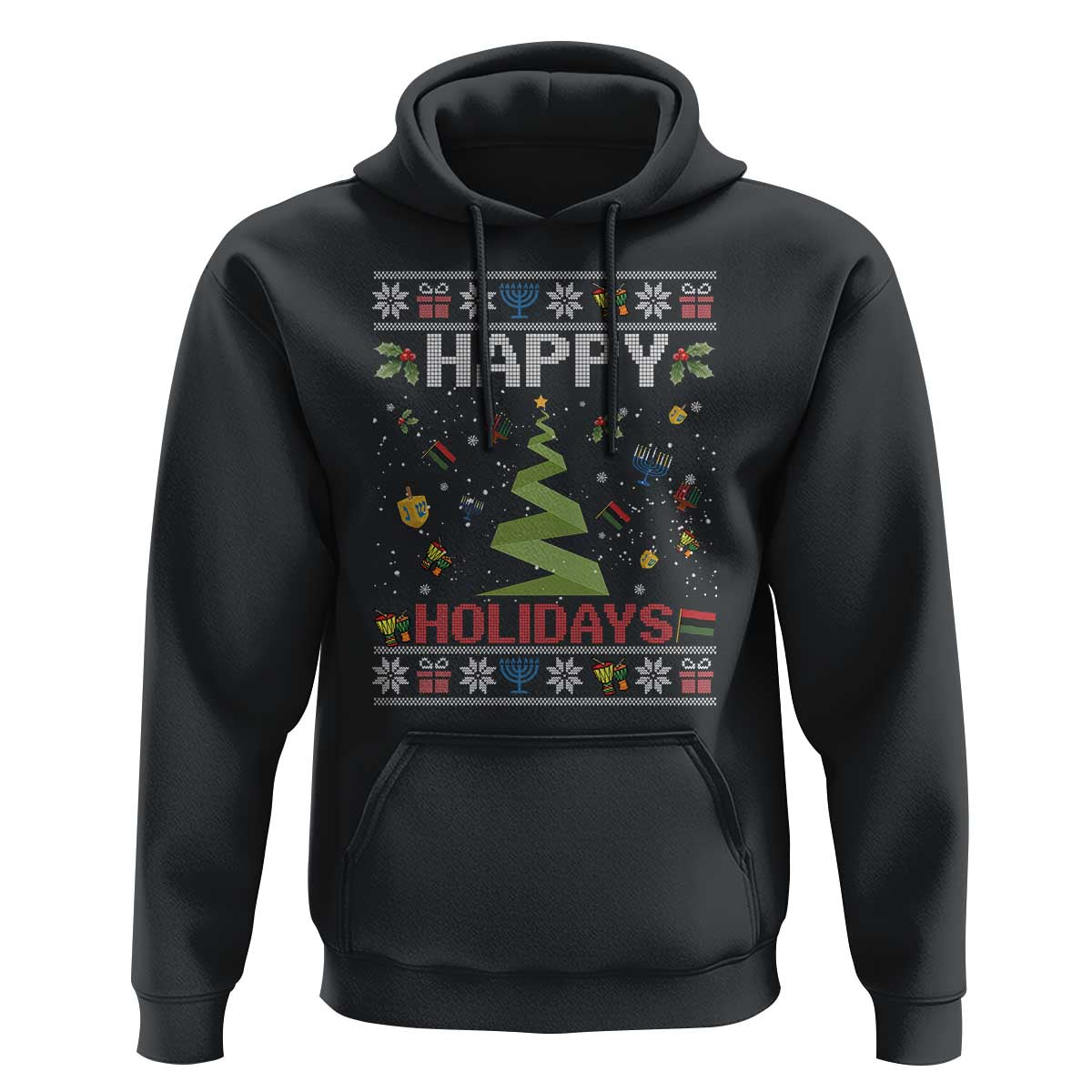 Happy Holidays For All Christmas Hanukkah Kwanzaa Gift Hoodie - Wonder Print Shop