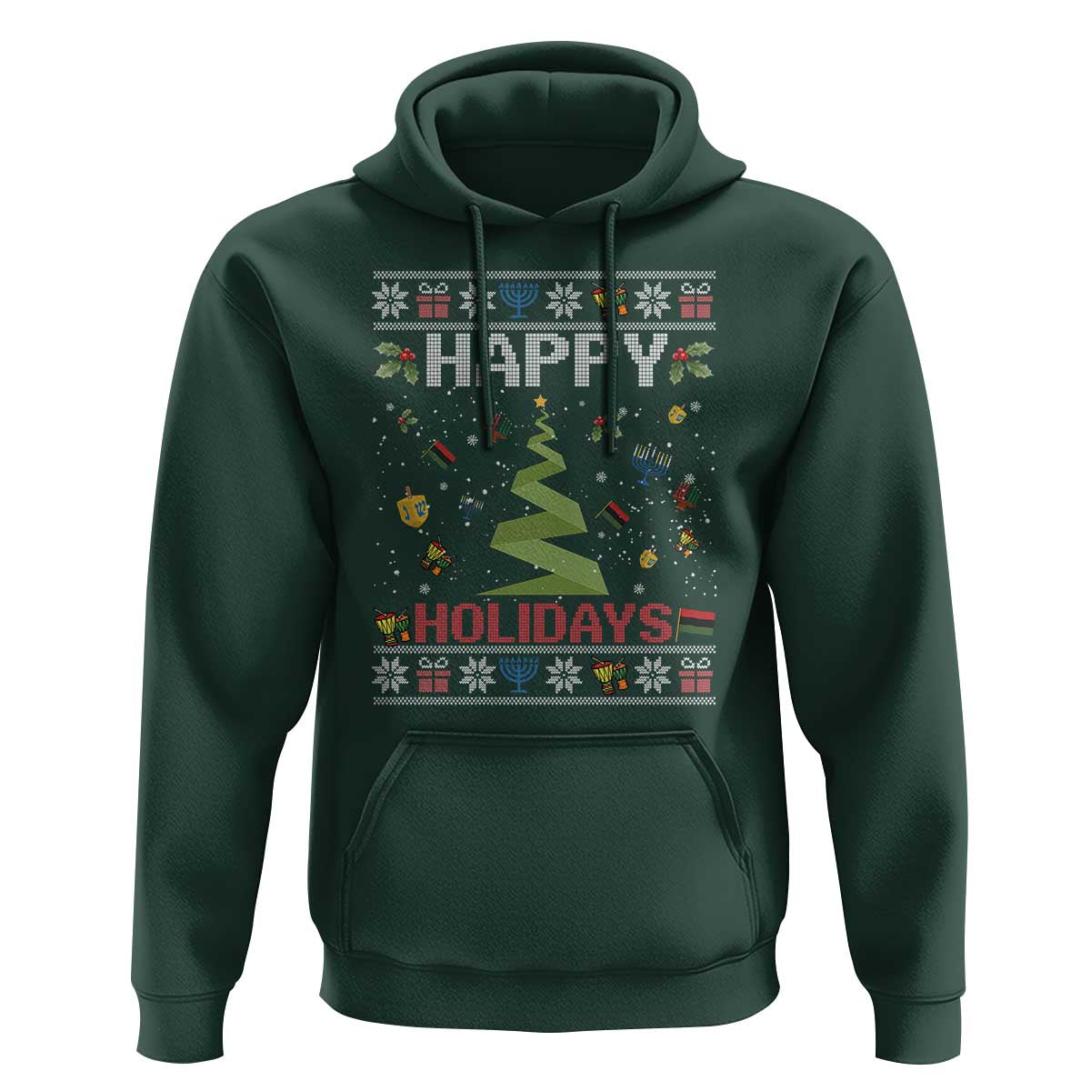 Happy Holidays For All Christmas Hanukkah Kwanzaa Gift Hoodie - Wonder Print Shop
