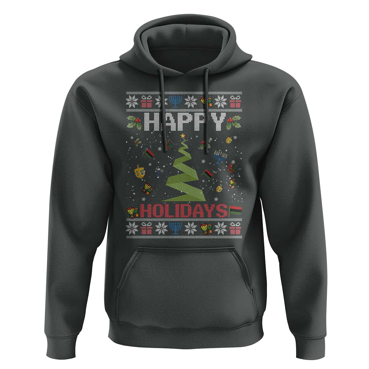 Happy Holidays For All Christmas Hanukkah Kwanzaa Gift Hoodie - Wonder Print Shop