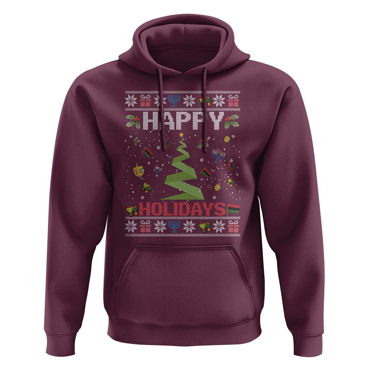 Happy Holidays For All Christmas Hanukkah Kwanzaa Gift Hoodie - Wonder Print Shop