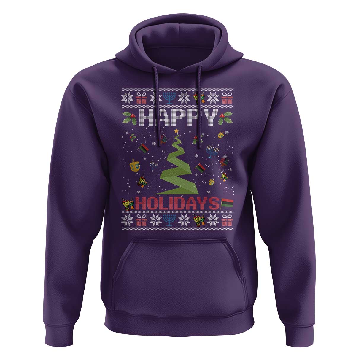 Happy Holidays For All Christmas Hanukkah Kwanzaa Gift Hoodie - Wonder Print Shop