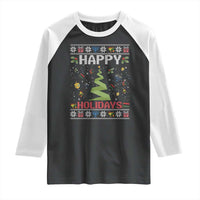 Happy Holidays For All Christmas Hanukkah Kwanzaa Gift Raglan Shirt - Wonder Print Shop