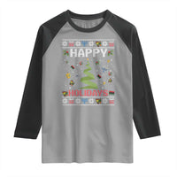 Happy Holidays For All Christmas Hanukkah Kwanzaa Gift Raglan Shirt - Wonder Print Shop