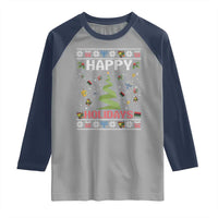 Happy Holidays For All Christmas Hanukkah Kwanzaa Gift Raglan Shirt - Wonder Print Shop