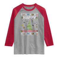 Happy Holidays For All Christmas Hanukkah Kwanzaa Gift Raglan Shirt - Wonder Print Shop