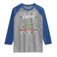 Happy Holidays For All Christmas Hanukkah Kwanzaa Gift Raglan Shirt - Wonder Print Shop