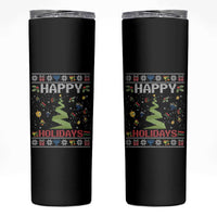 Happy Holidays For All Christmas Hanukkah Kwanzaa Gift Skinny Tumbler - Wonder Print Shop