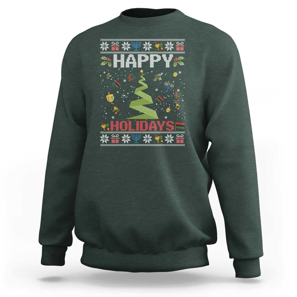 Happy Holidays For All Christmas Hanukkah Kwanzaa Gift Sweatshirt - Wonder Print Shop