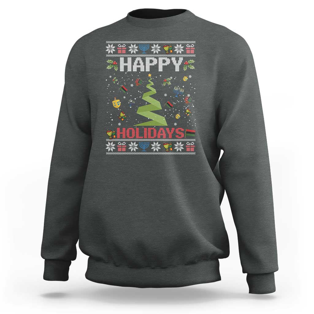 Happy Holidays For All Christmas Hanukkah Kwanzaa Gift Sweatshirt - Wonder Print Shop